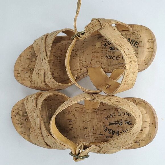 Kork Ease Ava Cork Leather Platform Wedge Sandal 9 Criss Cross Tan Brown - Picture 7 of 9